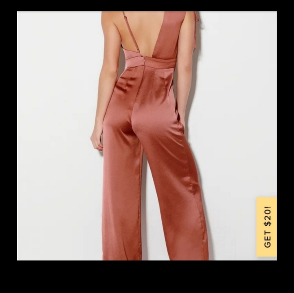 Lulus LOOK OF LUXE RUSTY ROSE SATIN jumpsuit - Picture 3 of 14
